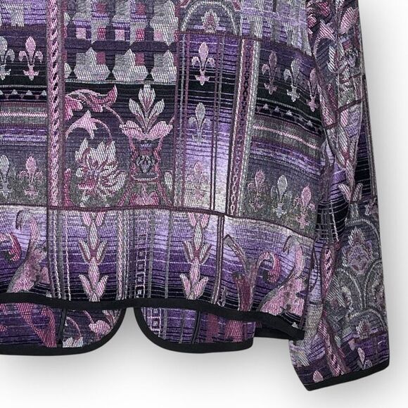 Dressbarn Embroidered Purple Tapestry Zip Up Blazer Jacket Women’s Size 1X - Picture 14 of 14